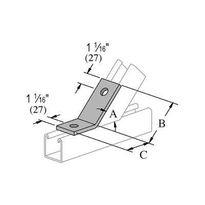 2 Hole 45 Deg Obtuse Angle Bracket - Image 2