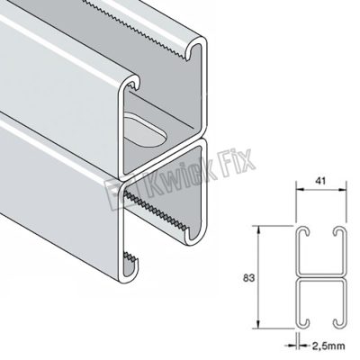Pre Galvenised Plain Channel Back To Back 41 X 41