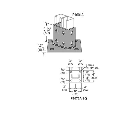 Double Channel Square Post Base - Image 2
