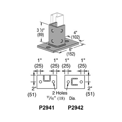 Single Channel Horizontal Base Plate 2 Hole - Image 2