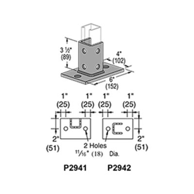 Single Channel Vertical Base Plate 2 Hole - Image 2
