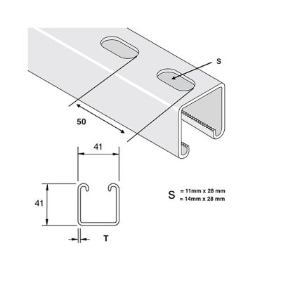 Stainless Steel Slotted Channel 41 X 41 - Image 2